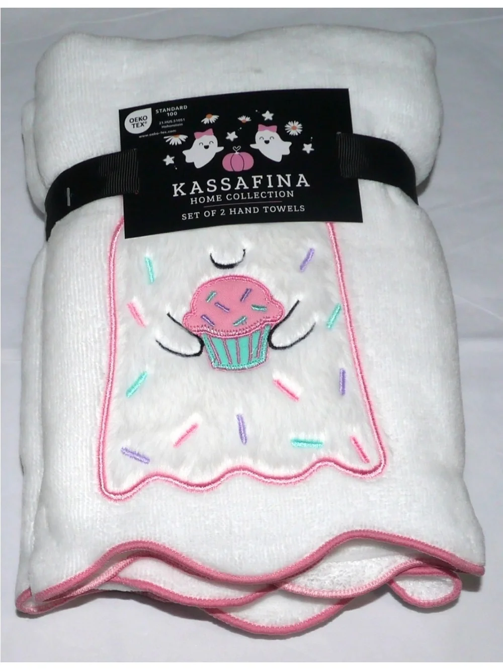 Kassafina Cute ghost with fur set of 2 hand towels